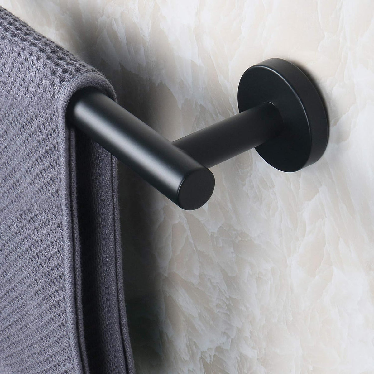 NearMoon Bath Towel Bar, Bath Accessories Thicken Stainless Steel Shower Towel Rack for Bathroom, Towel Holder Wall Mounted (1 Pack, Matte Black, 12 Inch)