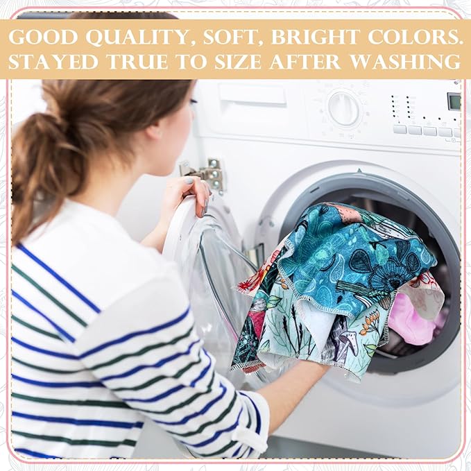 36 Count Reusable Cleaning Cloths Washable Cotton Kitchen Towels for Home(Bird Style,Multicolor)
