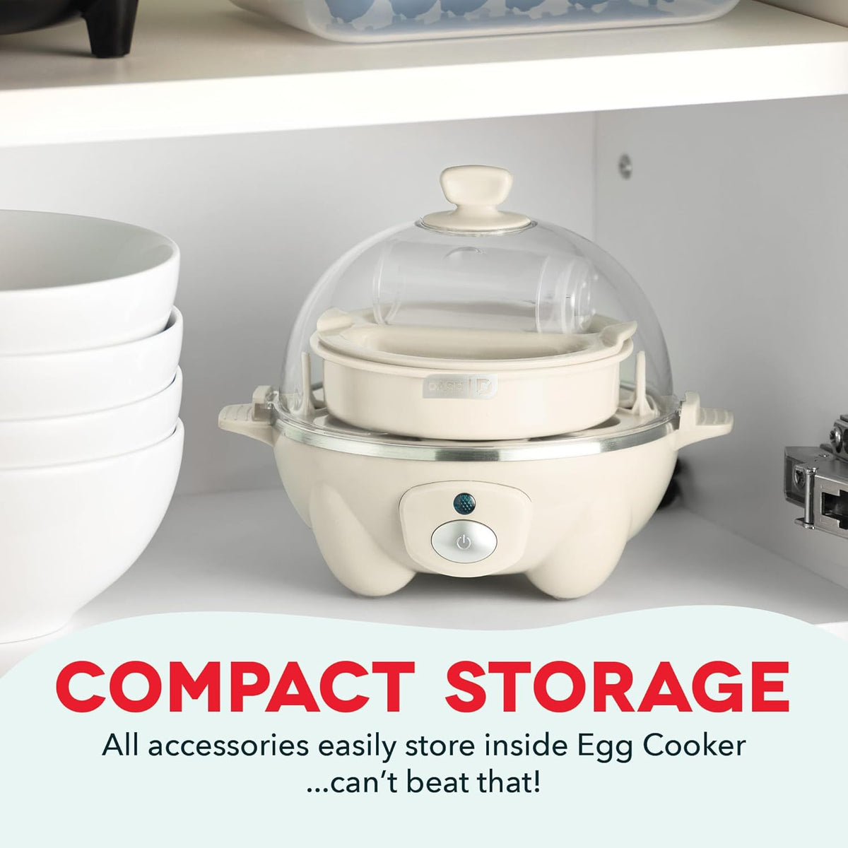 DASH Rapid Egg Cooker: 7 Egg Capacity Electric Egg Cooker for Hard Boiled Eggs, Poached Eggs, Scrambled Eggs, or Omelets with Auto Shut Off Feature - Cream