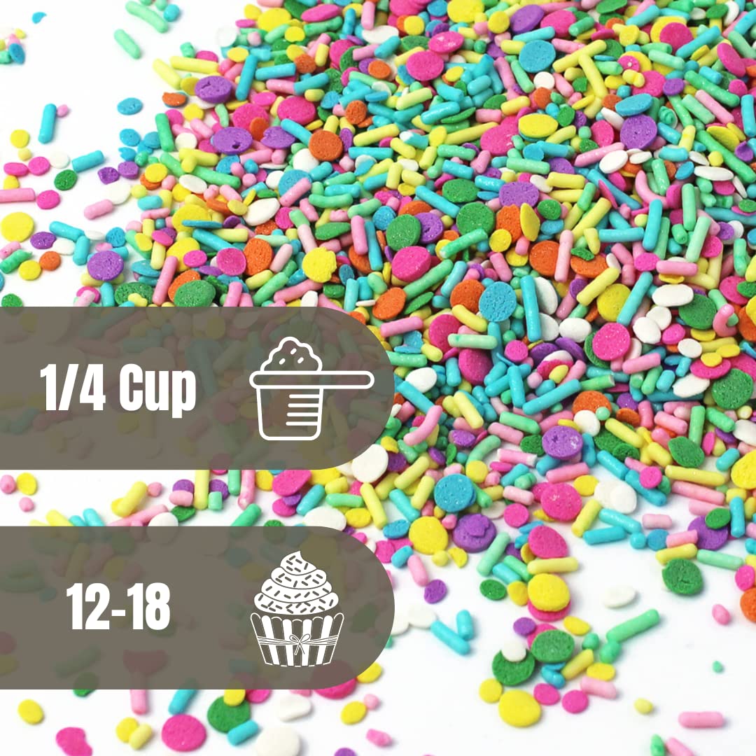 Pastel Party Sprinkles Mix | Made In USA By Sprinkle Pop| A Blend of Pink yellow Blue Green Purple Orange Lavender Mint Confetti Sprinkles| Easter Sprinkles For Decorating Cake Cupcakes Cookies, 2oz