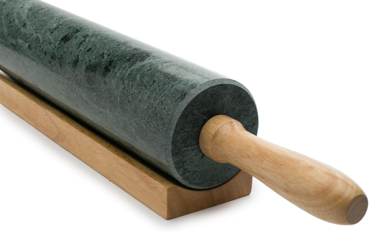 Fox Run Marble Rolling Pin and Base, Green 2.5 x 18 x 3 inches