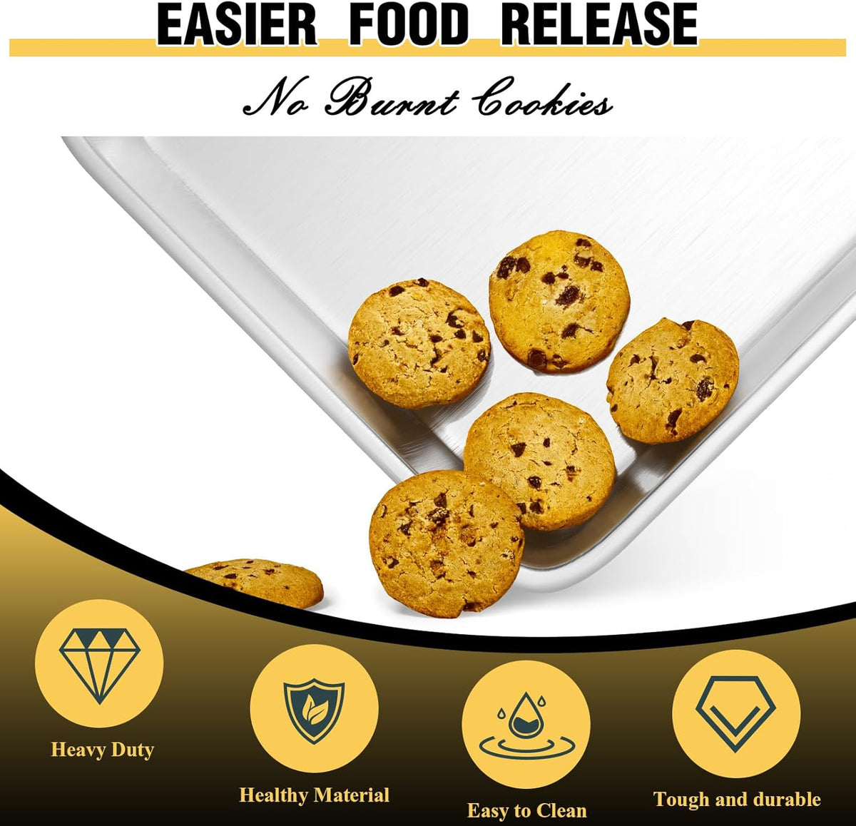 Baking Sheet Pan Set of 3, Commercial Quality Aluminum Cookie Sheets for Oven, Umite Chef Warp Resistant Baker's Half/Quarter/Jelly Roll Pans, Thick Cookie Tray Pans for Baking, Roasting