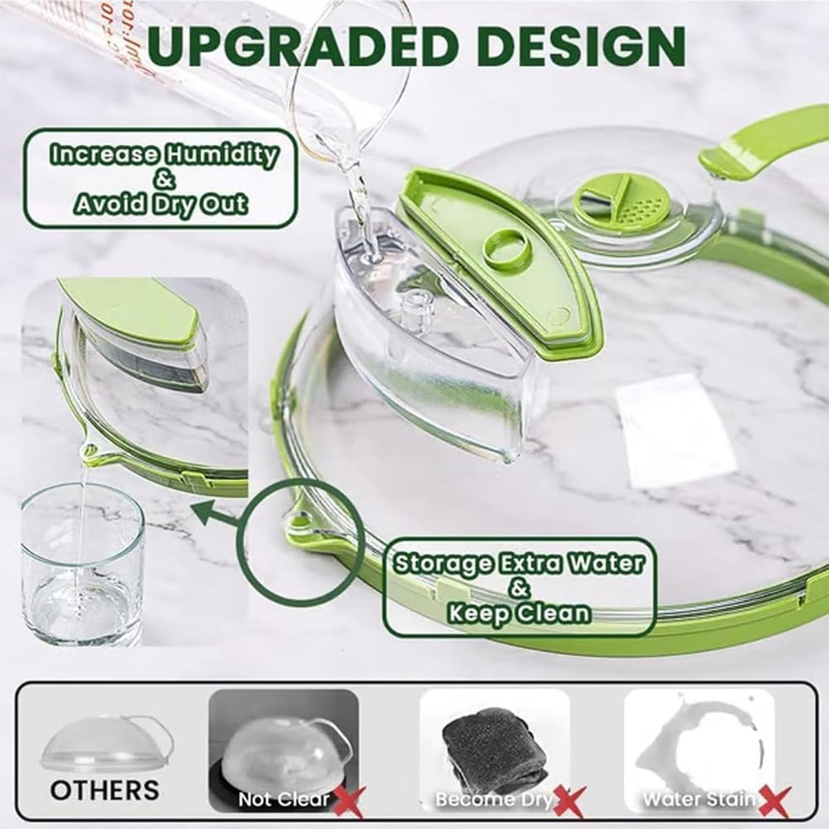 Steam And Reheat Microwave Cover, Microwave Splatter Cover, 2-In-1glass Microwave Cover For Food, Adjustable Steam Hole, Food Water Storage Box, Splash-Proof Design For Cooking (A)