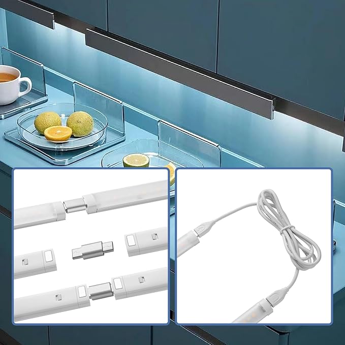 LED Cabinet Lights Bar with Motion Sensor, Dimmable Brightness and Color, Wireless Remote, Ultra Thin Strips Lighting Magnetic Mounting for Kitchen,Bookshelf,Closet 3Pack