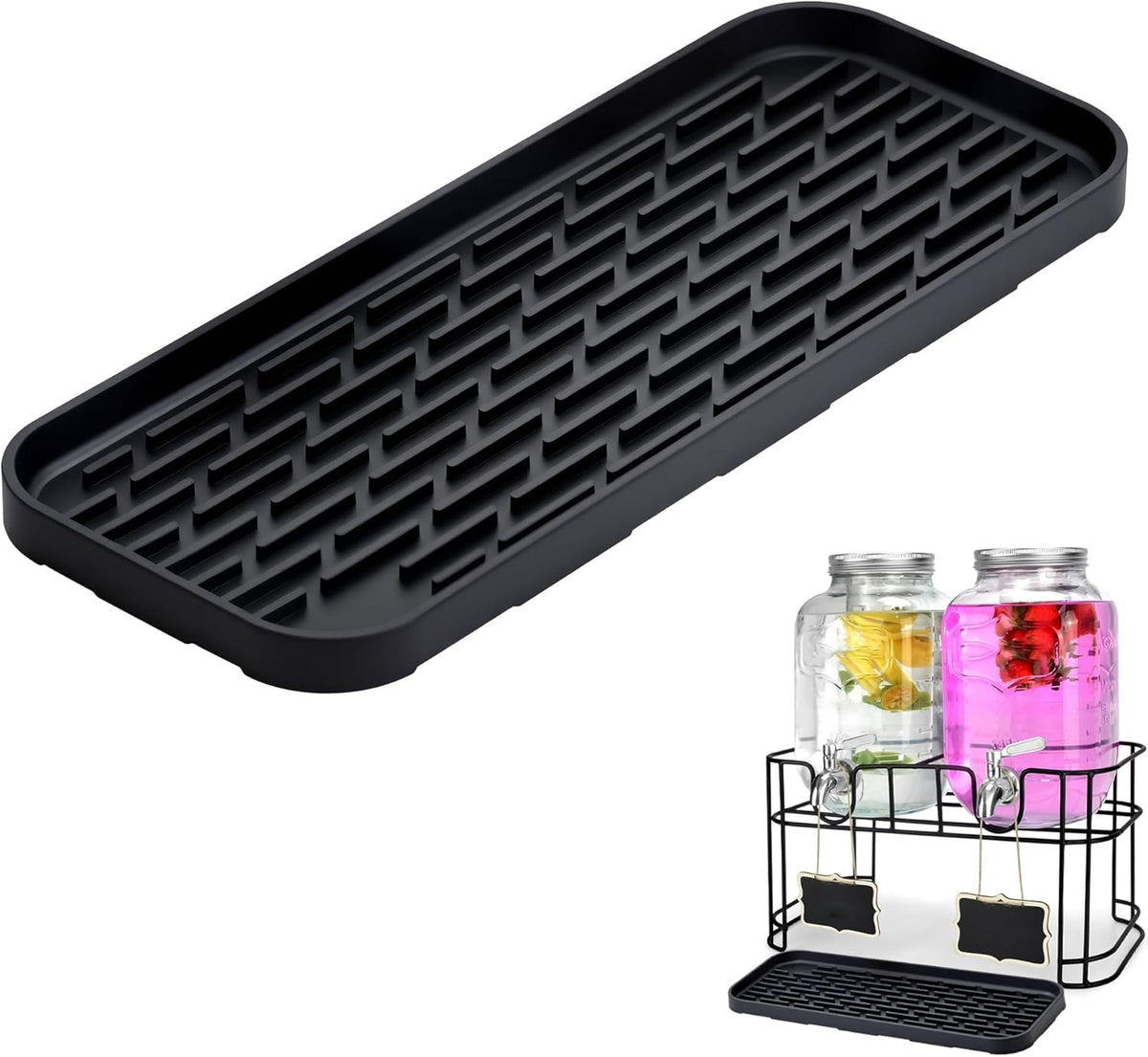 Drip Pan Compatible with 1 Gallon Drink Dispenser, 1 Pcs Silicone Tray Mat for DD&HAPP 1 Gallon Glass Drink Dispenser