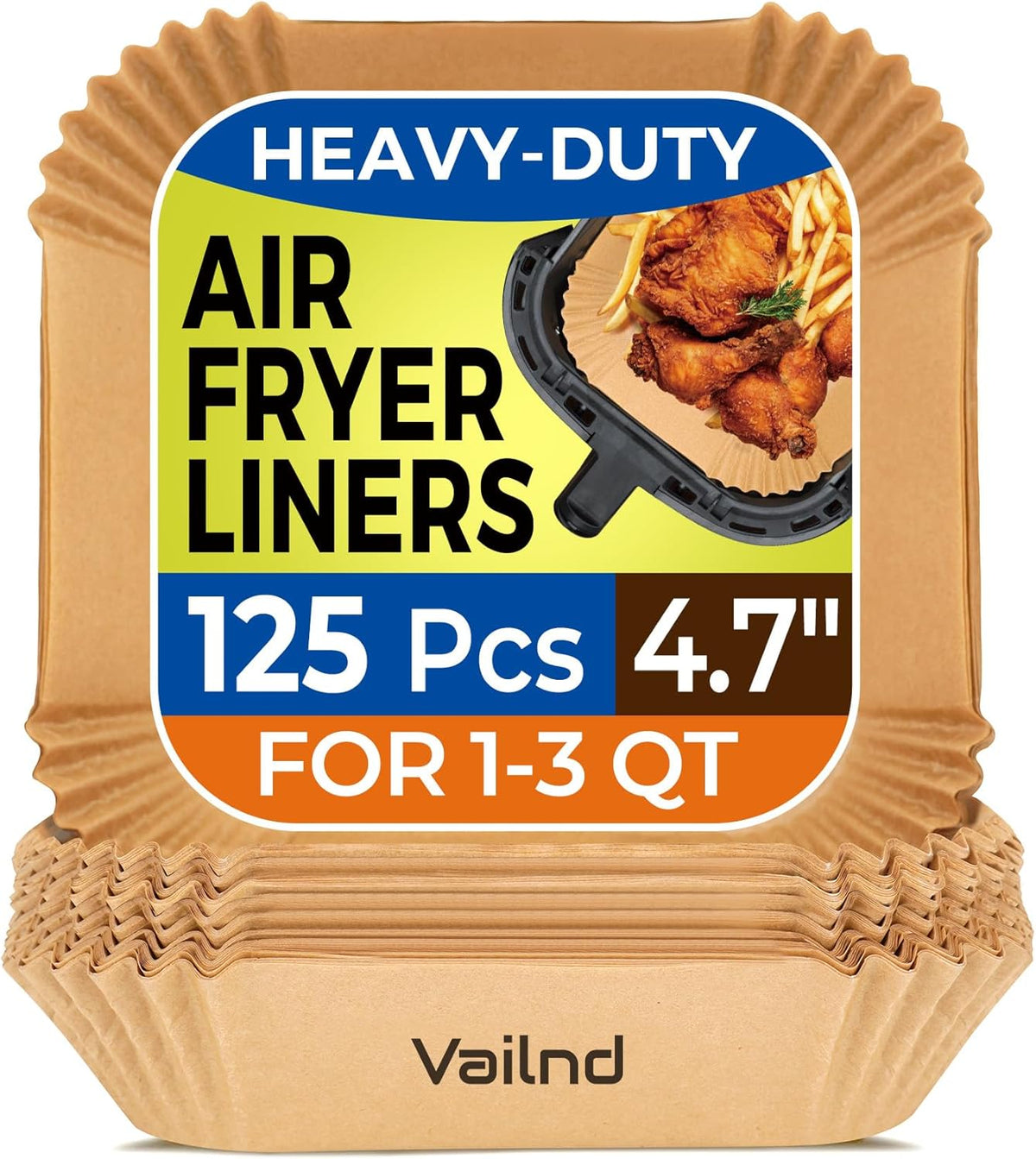 Small Air Fryer Liners Disposable, 2 QT Parchment Paper for COSORI 2.1 Qt Air Fryer, 125PCS 4.7 Inch Square Baking Paper Sheets for Mini Airfryer Basket