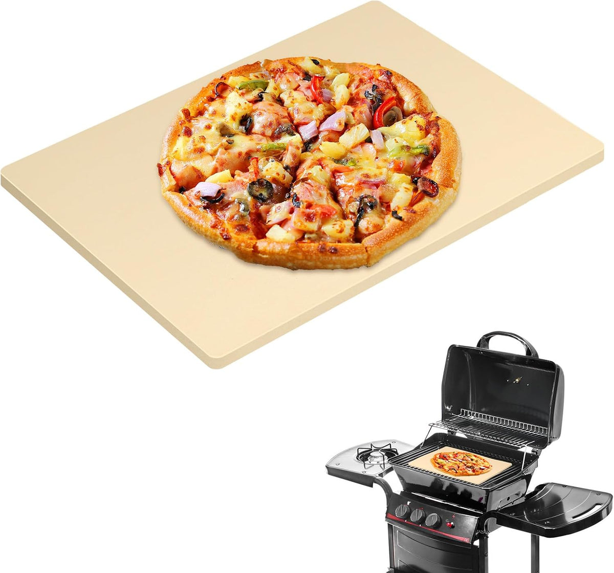 Extra Large Pizza Stone 24" x 18",Cooking Stone for Grill Rectangular, Baking Pizza Stone for bread, Ideal for Grilling Baking Several Sizes of Pizzas