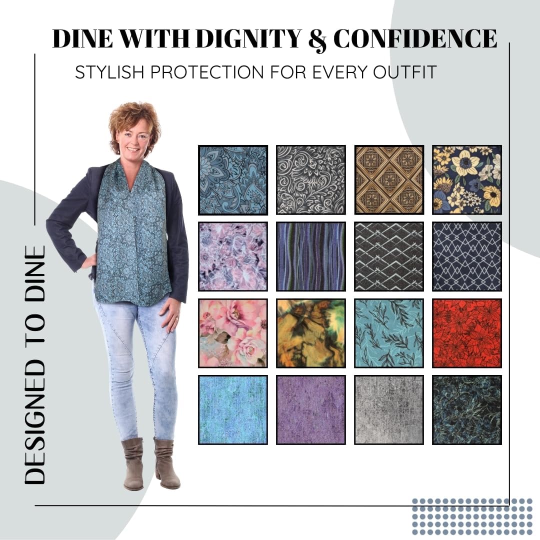 Adult Bib Scarf - Dignified Alternative to Bibs | Washable and Reusable Clothing Protectors for Eating