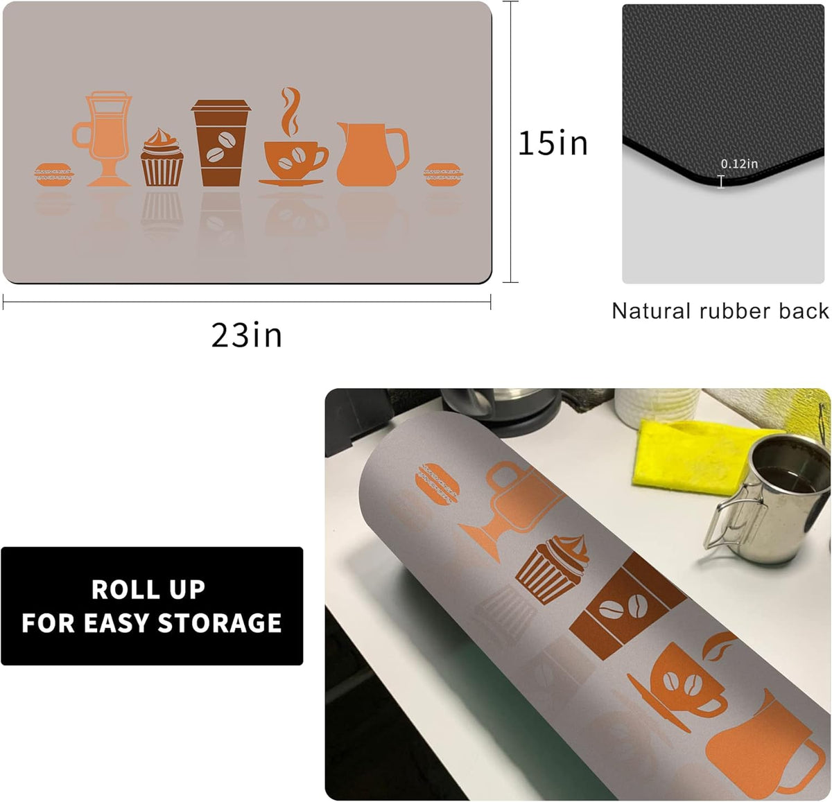 Golener Thick Counter Protector Absorbent Coffee Machine Spill Mat,Coffee Machine protector,Desk protector,Prevent Moving,Coffee Mat Placemats Under Any Drink Coffee,Tea