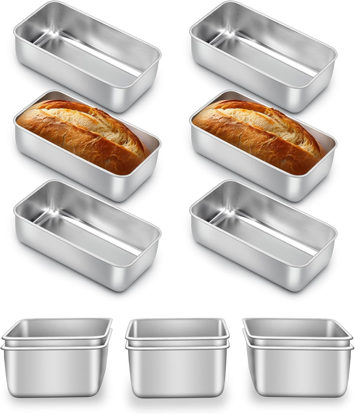 E-far Loaf Pans for Baking Bread 9x5, 12 Pack Stainless Steel Loaf Pan, Rectangle Metal Bakeware Mold for Homemade Banana Bread Meatloaf Brownies, Healthy & Non Toxic, Easy Release & Dishwasher Safe
