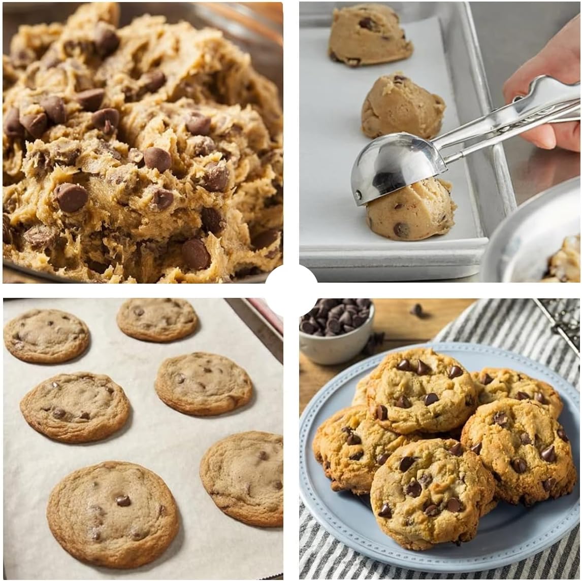 Ice Cream Scoop, 3Pcs Cookie Scoop Set, 18/8 Stainless Steel Cookie Dough Scoop, Cookie Scoops for Baking Set of 3, Ice Cream Scooper with Trigger Release, Cookie Scooper for Baking