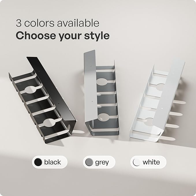 PAMO Cable Management Under Desk for Easy mounting Under-Table I Set of 2 - with 10X Cable Ties I Desk Organizer for Office/Home Office Table Thoughtful Cable Tray Holder