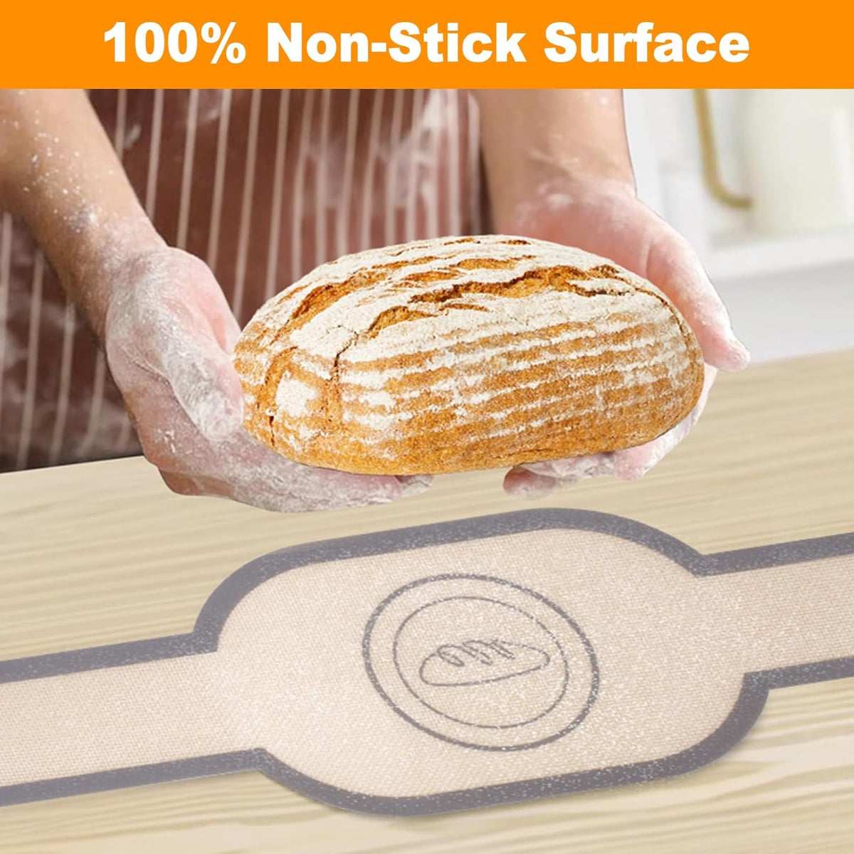 Philorn Silicone Bread Sling for Dutch Oven 2 Pcs, Reusable Silicone Bread Baking Mat With Extra Long Handles Non-Stick & Easy to Clean for Transfer Sourdough, Oval and Round