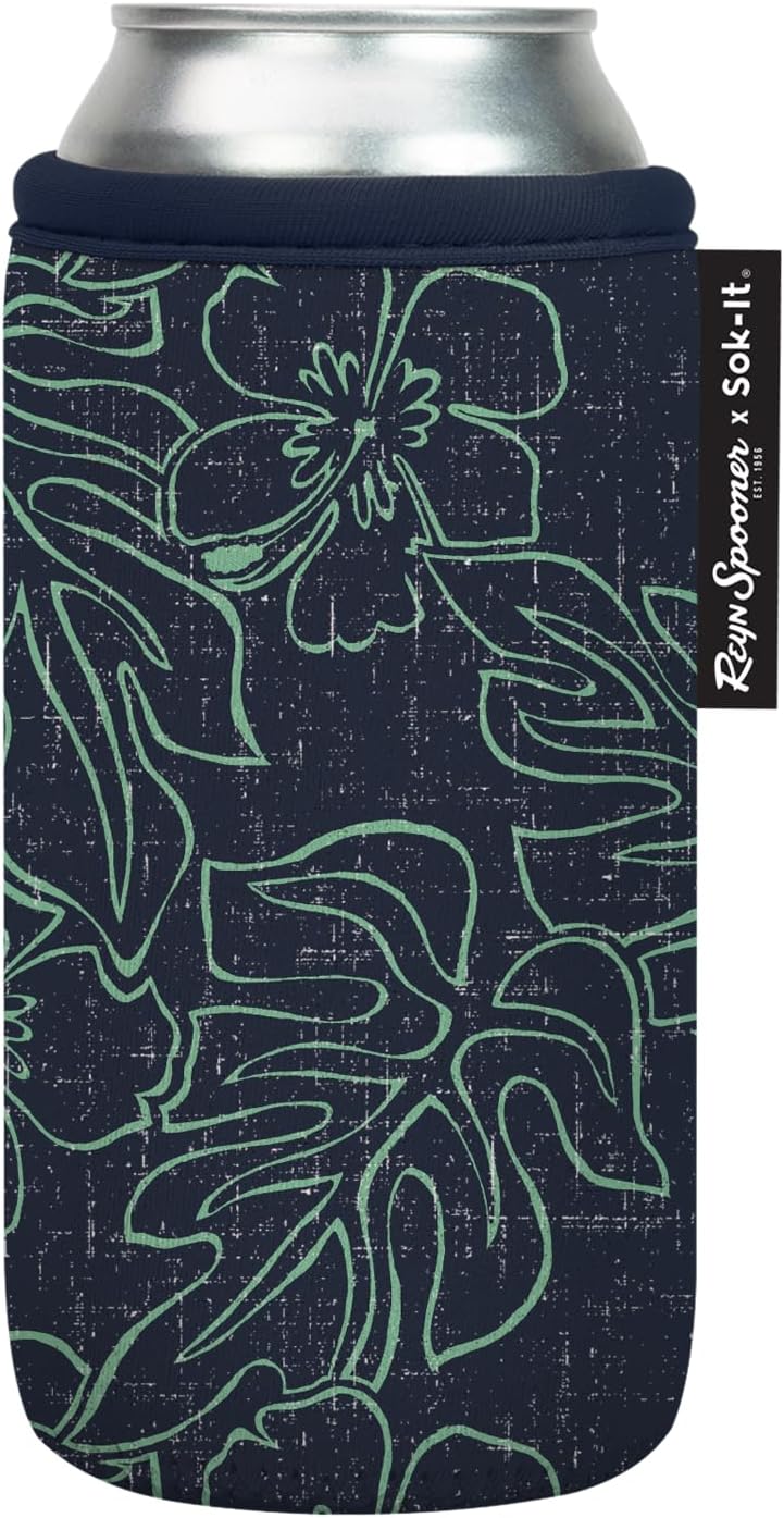 Sok It CanSok Sleeve for Beer & Soda Insulated Neoprene Cover (Reyn Spooner Monstera Ink, 16oz Can Sleeve)