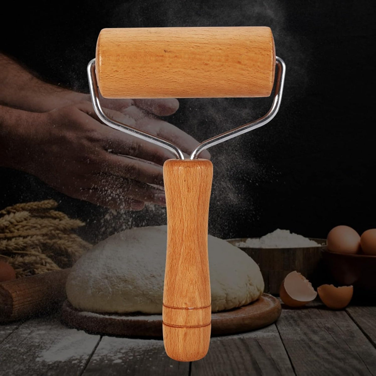 Rolling Pin, Small Rolling Pin Tortilla Roller, Wooden Dough Roller Fondant Tools for Home Kitchen Baking Cooking Pastry Tortilla Pizza Cookie(9.5cm*19cm)