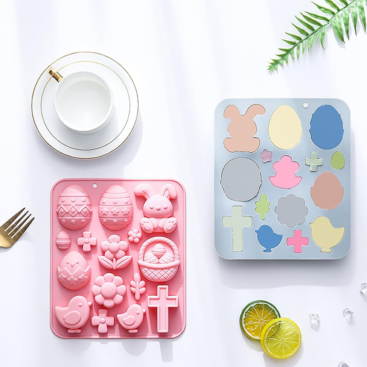 Easter Bunny Egg Chocolate Mold Set - 15-Cavity Silicone Baking Molds with Rabbit & Egg Designs, Food-Grade for Easter Cakes, Spring Party Treats & DIY Crafts - 2 Pack