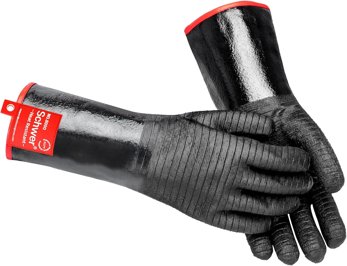 932°F Extreme Heat Resistant BBQ Gloves, Waterproof Oven & Fryer Gloves, Oil Resistant Neoprene Grill Gloves for Baking, Smoker, 14 inch