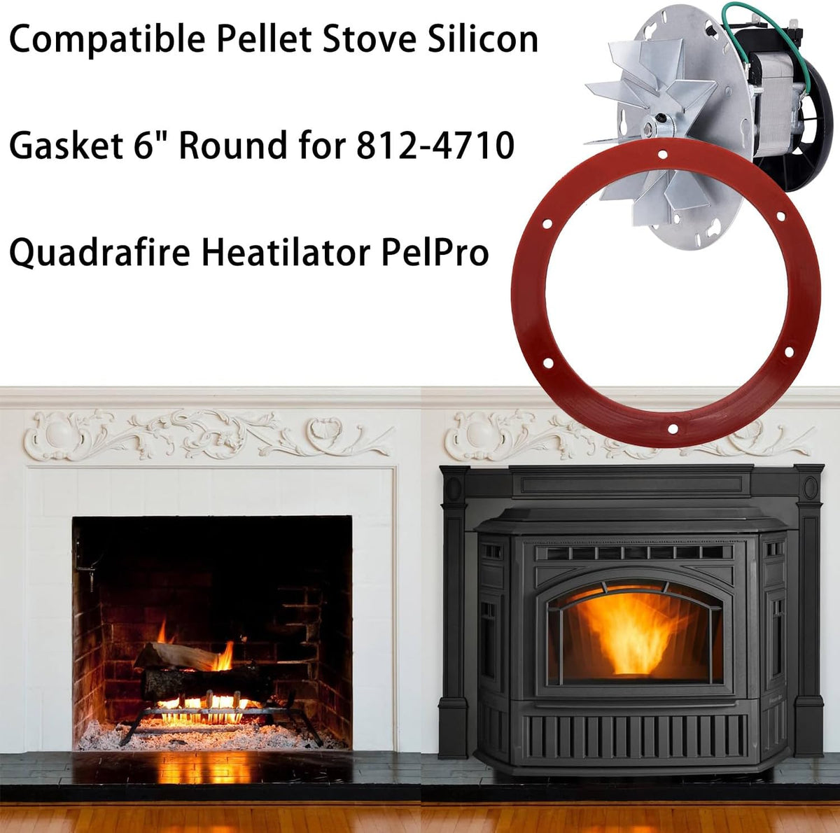 6 Inch Gasket Compatible with Quadrafire Heatilator 812-4710 PelPro Round Silicone Exhaust Fan Combustion Motor Gasket