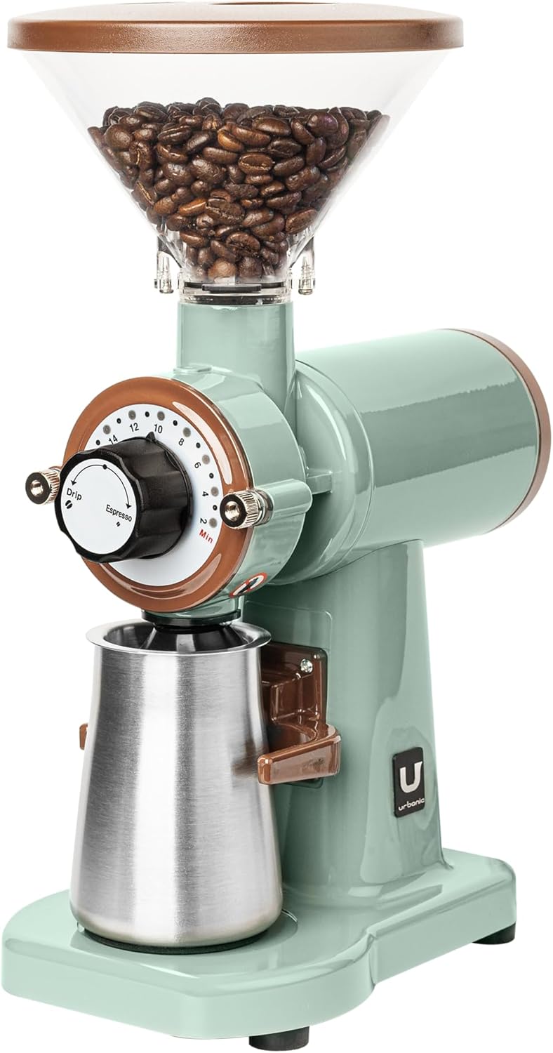 Urbanic 070s Electric Coffee Grinder (110~220v) / flat Titanium burr 60mm / 20 steps can be set (Green) / (Made in Korea)