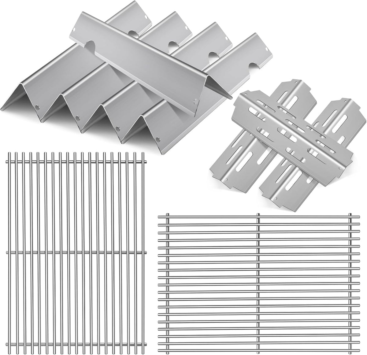 Stainless Steel Grill Flavorizer Bar Heat Plates with 2 Pack Grates BBQ Gas Grill Replacement Parts for Weber Genesis II 300 Series Genesis II E-310 E-315 E-330 E-335 S-310 S-335 Gas Grill