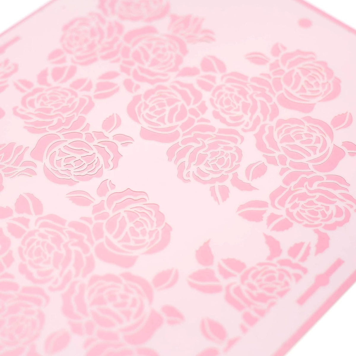 Rose Cake Stencil - Seamless Delicate Pattern for Decorating Tall Double Barrel Cake to Use with Buttercream, Royal Icing, Ganache, Paint, Airbrush (ROSA)