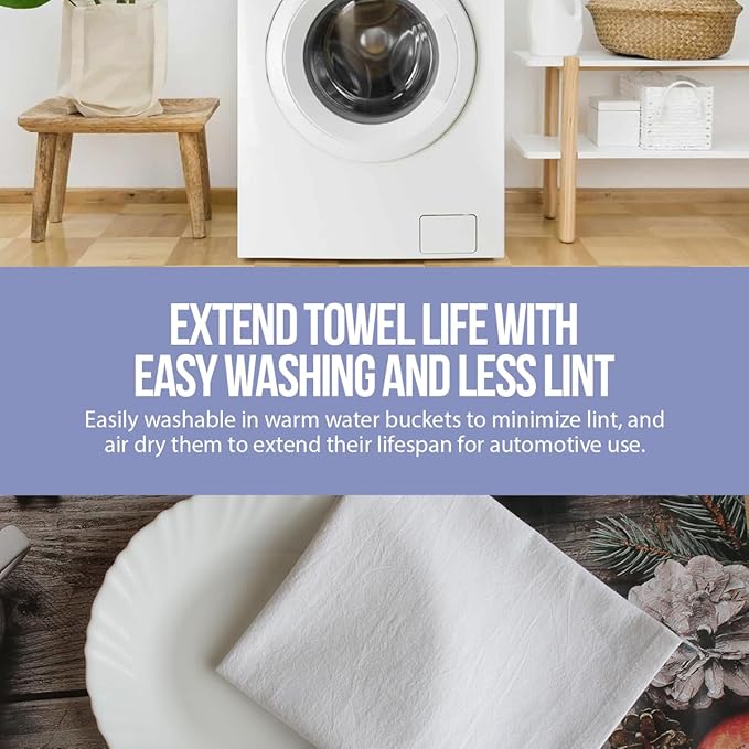 WHITEWRAP Flour Sack Towels| TeaTowel for Crafts| Kitchen Dish Cotton Blank Towel for Embroidery|Baking Bread Proofing Linen Cover| Thick Absorbent Quick Dry| 24 Pack 28"x28" White