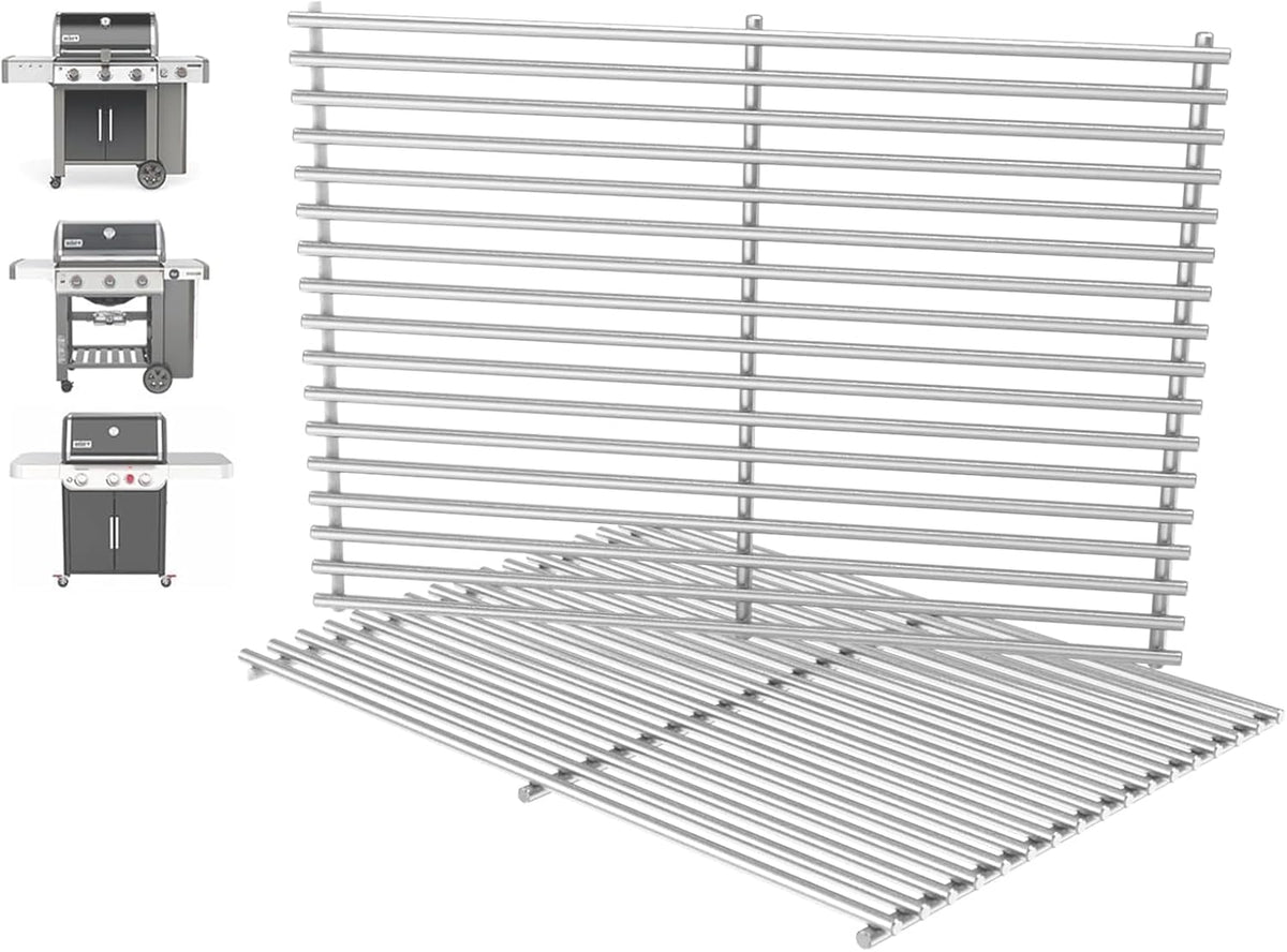 66802 Genesis II GS4 Grill Grates for Weber 3 Burner Genesis 2 GS4 Grill Parts Replacement Weber Genesis II/II LX 300 SER II E310 E315 Accessories 66095 Genesis 300 (2022 YRS) Stainless Steel 18.8''L
