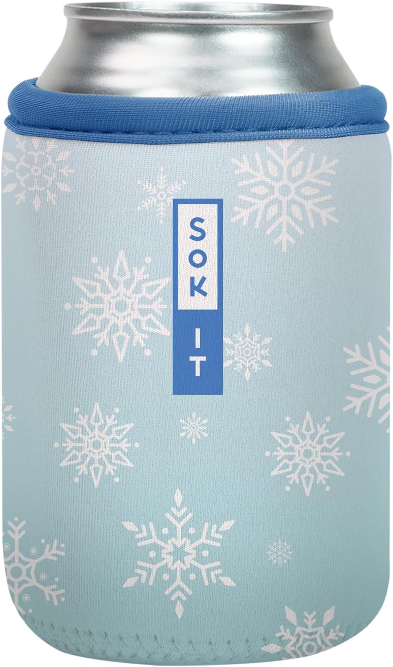 Sok It CanSok Sleeve for Beer & Soda Insulated Neoprene Cover (Let It Snow, 12oz Can Sleeve)