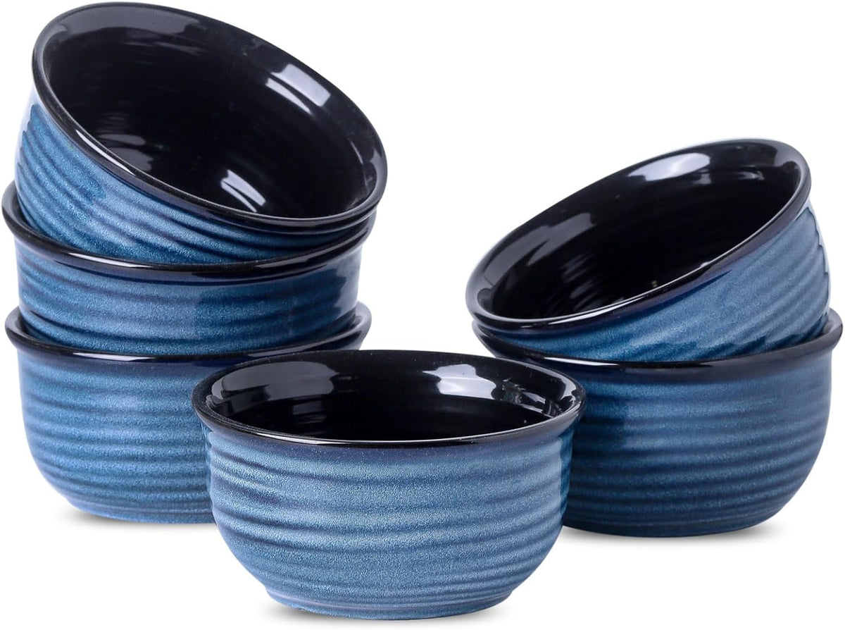 MEKY 20oz Soup Bowls, Stackable and Durable Ceramic Bowls for Kitchen, Elegant Perfect for Pasta, Cereal,Oatmeal, Rice, and Ice Cream, Microwave & Dishwasher Safe,Set of 6, Blue