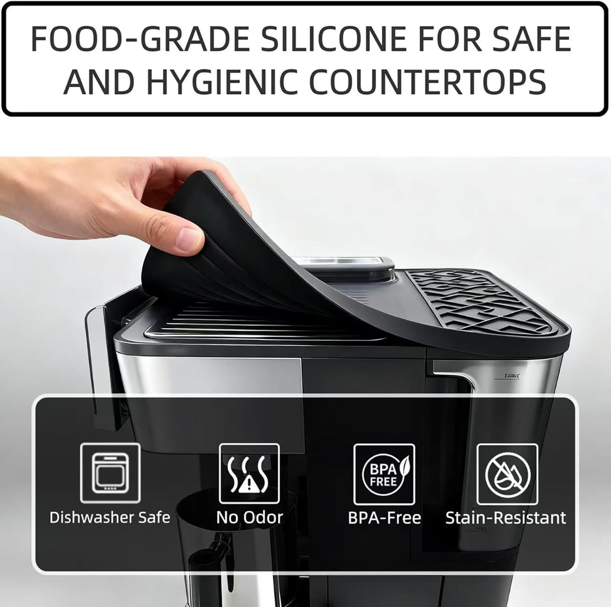 Compatible Top Mat for Ninja Luxe Cafe Espresso Machine ES601 & ES701 – Food-Grade Silicone, Non-Slip Waterproof, Protects Top Surface, Ninja Coffee Maker Accessories