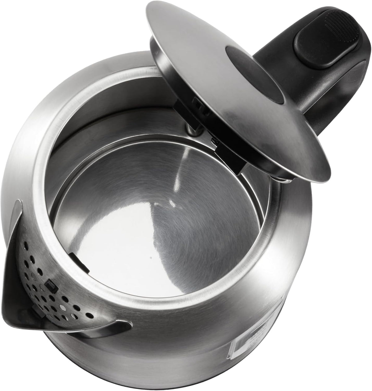 Amazon Basics 1.1Qt (1L) Electric Kettle, Tea Kettle & Water Boiler, with Auto Shut-Off, Boil Dry Protection, High-Safety Strix Thermostat, BPA-Free, 1500W, Stainless Steel, New Model, Black & Silver
