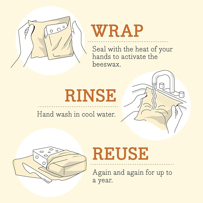 Bee's Wrap Vegan Beeswax Wraps for Food - Vegan Meadow Magic Bread Wrap - Made in USA Reusable Bread Storage Bags - Organic & Eco-Friendly Alternative to Aluminum Foil, Sourdough Bags & Plastic Wrap