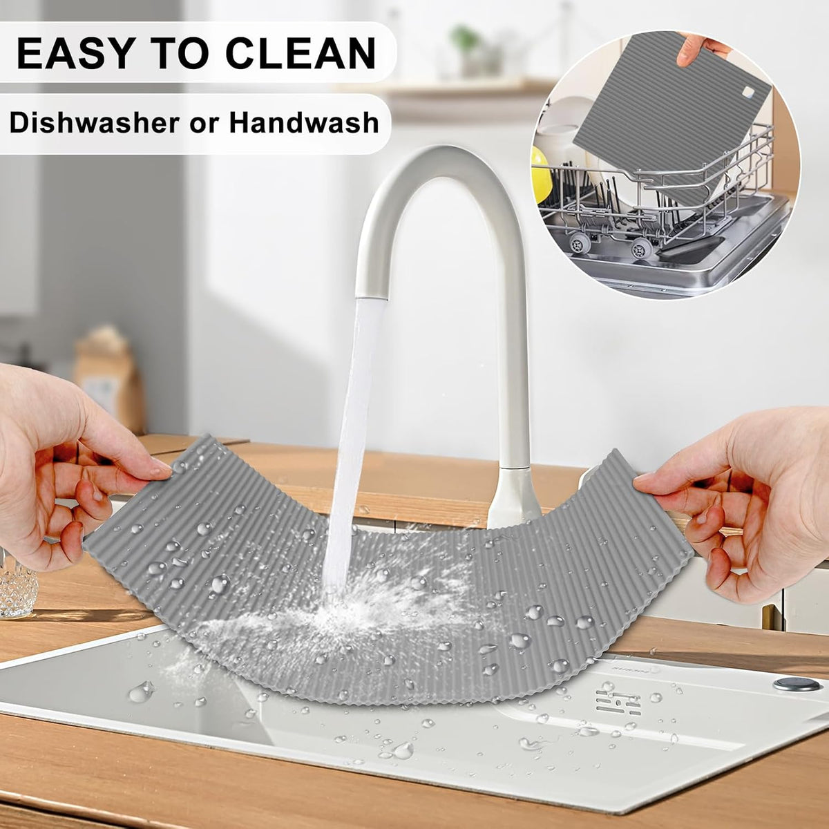 2 Pack 7'' x 7'' Trivets for Hot Dishes, Hot Pads for Kitchen, Silicone Trivets for Hot Pots and Pans, Hot Plates to Protect Table, Heat Resistant Silicone Trivet Grey