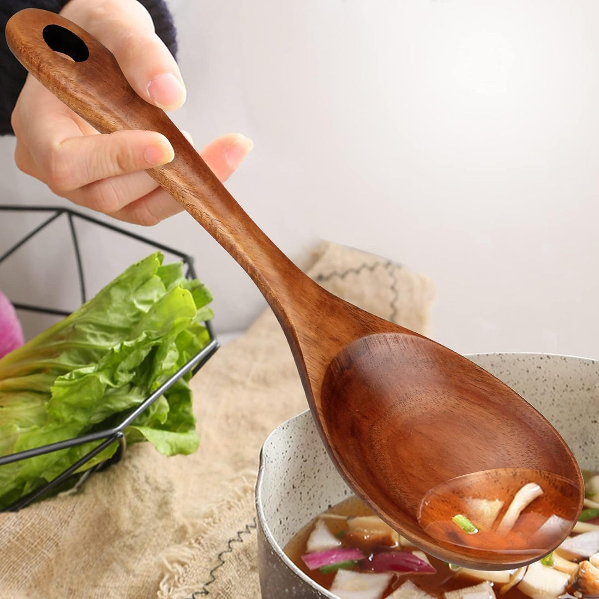 Wooden Salad Tongs Mixing Spoon Wood Salad Servers Serving Utensils 10" Salad Fork and Spoon Kitchen Salad Serving Spoons
