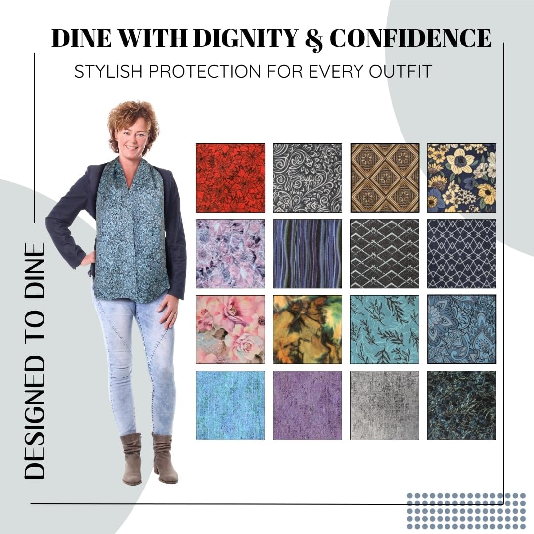 Adult Bib Scarf - Dignified Alternative to Bibs | Washable and Reusable Clothing Protectors for Eating