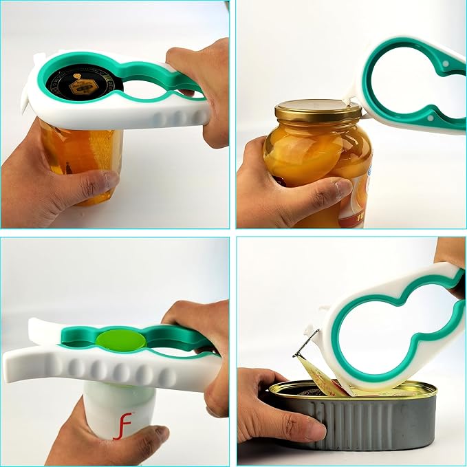 Otstar Latest Jar Opener Bottle Opener tool for Weak Hands,Seniors with Arthritis,Low Strength and Children, Multi Opener Set with Rubber Jar Gripper Pad and Corkscrew Wine Opener