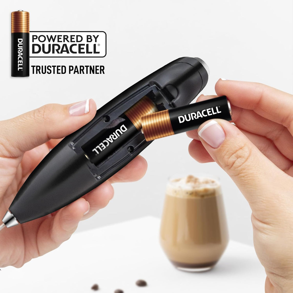 Zulay Kitchen Patented Tornado Triple Whisk Milk Frother with 4 Duracell Batteries – Handheld Foam Maker for Coffee, Lattes, Matcha & Hot Chocolate – Rich, Creamy Froth in Seconds
