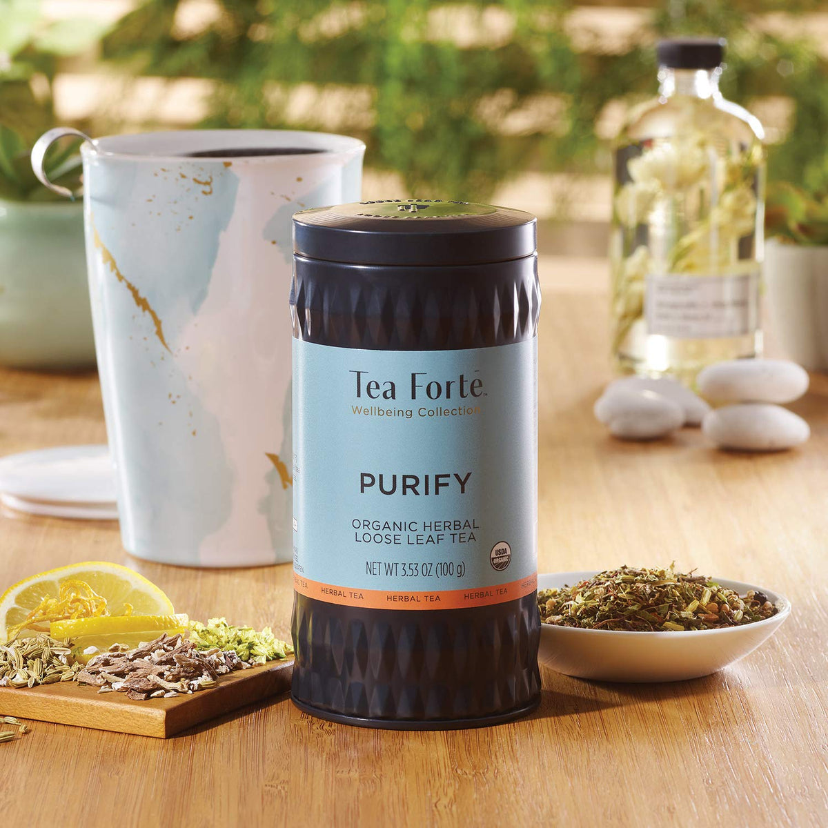 Tea Forte Purify Organic Herbal Tea with Purifying Mate and Dandelion Root, Makes 35-50 Cups, 3.53 Ounce Loose Leaf Tea Canister
