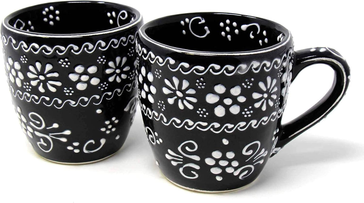 Encantada Handmade Hand-Painted Authentic Mexican Pottery Mugs (1-Pack, Ink)