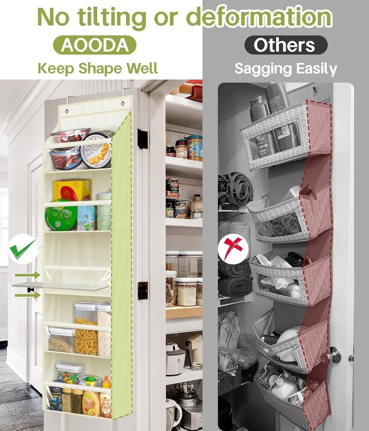 AOODA 2 Pack Over the Door Organizer, Large Capacity Closet Door Hanging Organizer, Clear Deep Pockets Baby Storage for Nursery, Bathroom, Bedroom, Pantry, Diapers (Light Yellow)