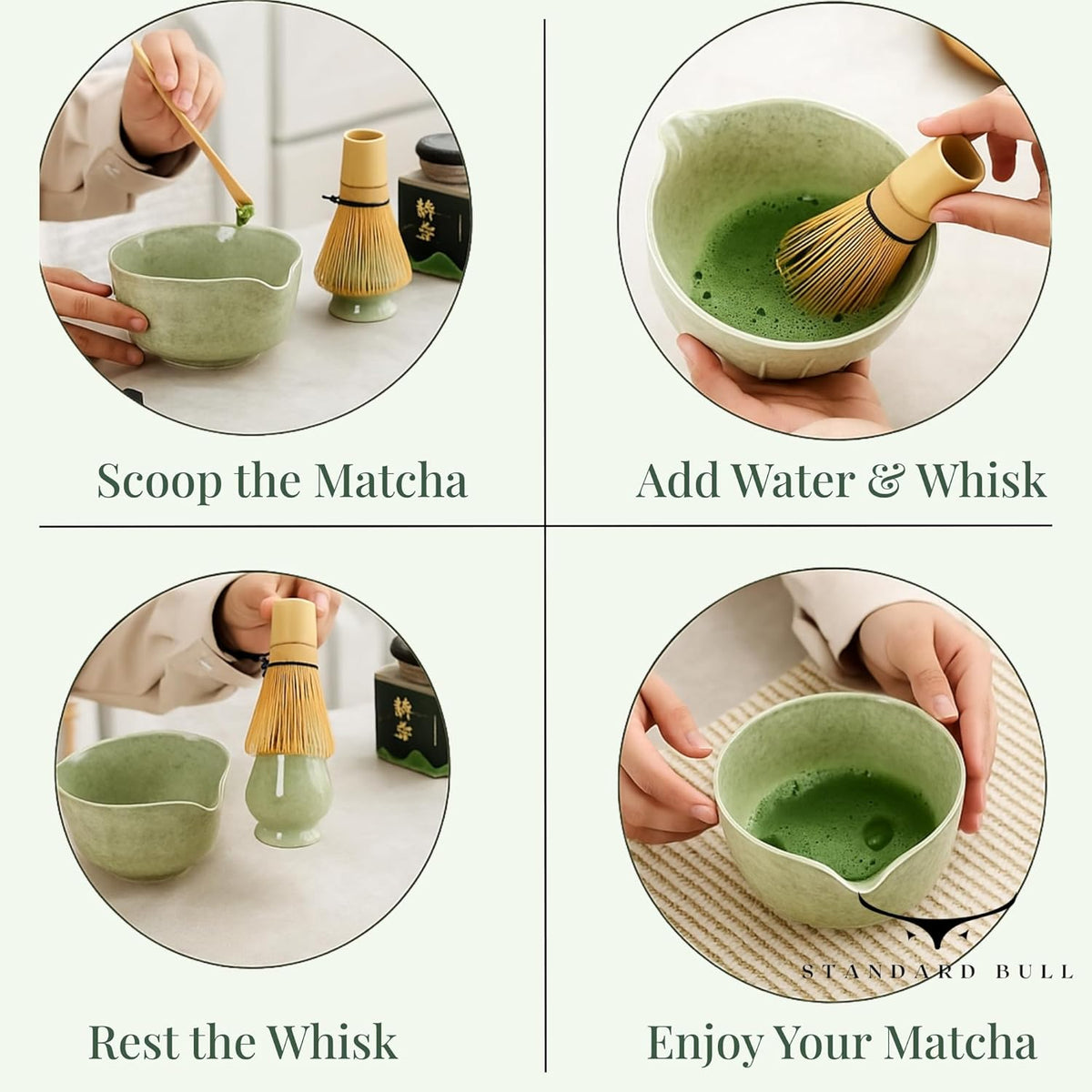 Matcha Whisk Set – Ceramic Bowl, Bamboo Chasen, Chashaku & Holder | Japanese Matcha Kit for Beginners, Traditional Matcha Set for Ceremonial Tea Preparation