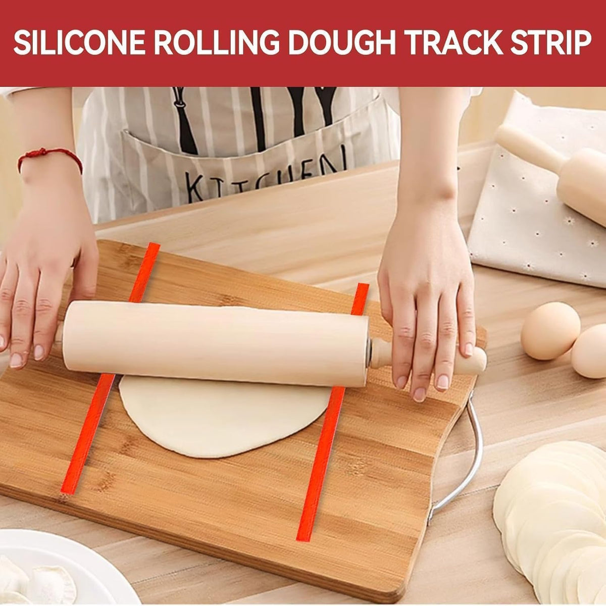 6Pcs Silicone Rolling Pin Guides, Dough Leveler Sticks Dough Ruler Measuring Dough Strips Guides Pastry Ruler Perfection Sticks for Thickness Guide Pastry Cookie Kitchen Restaurant