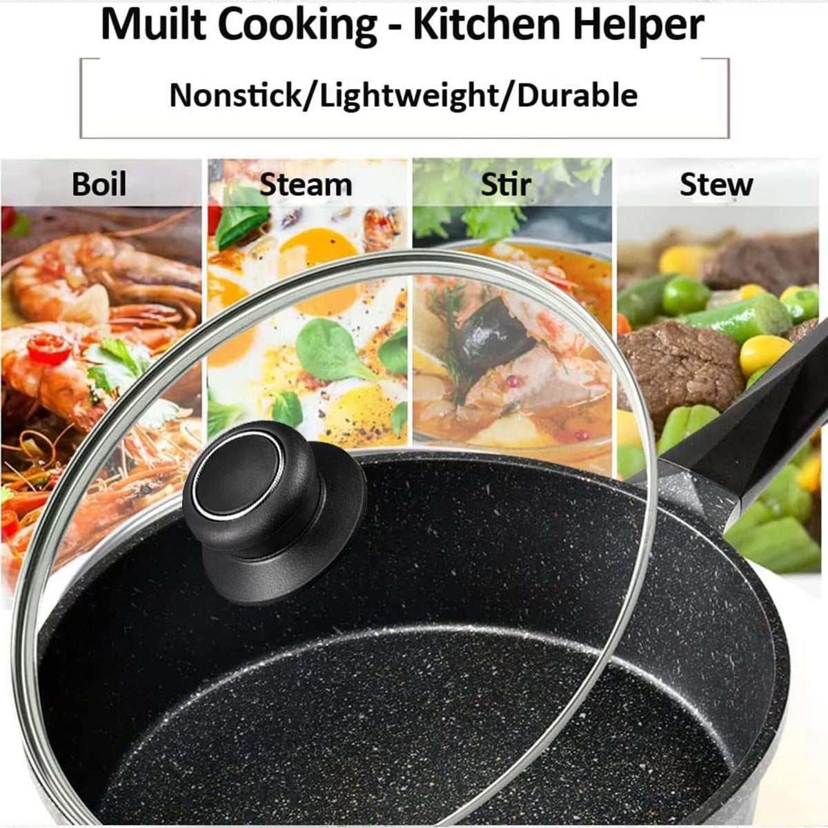 13 Inch Pan Lid Tempered Glass Pot Lid Replacement Pan Cover for Cast Iron Skillets, Frying Pans, Pots and Wok, Clear