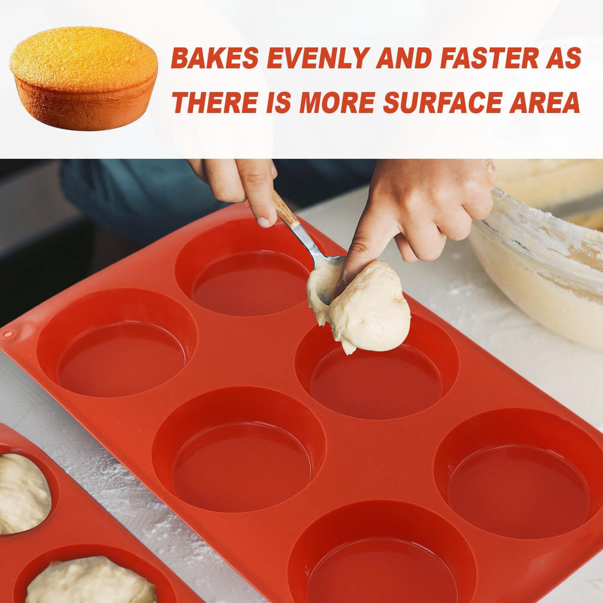 3-Pack Silicone Egg Molds - 3x0.7 Inch Round English Muffin & Breakfast Sandwich Maker, Reusable Non-Stick Baking Pan for Egg Patties, Whoopie Pies, Oven Safe