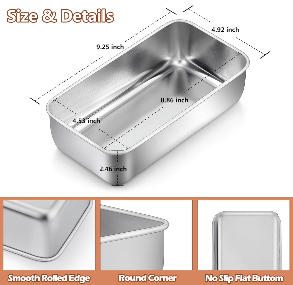 LIANYU 6 Pack Bread Loaf Pans for Baking 9x5 Inch, Stainless Steel Meat Bread Baking Pans, Loaf Tin for Homemade Banana Sandwich Sourdough