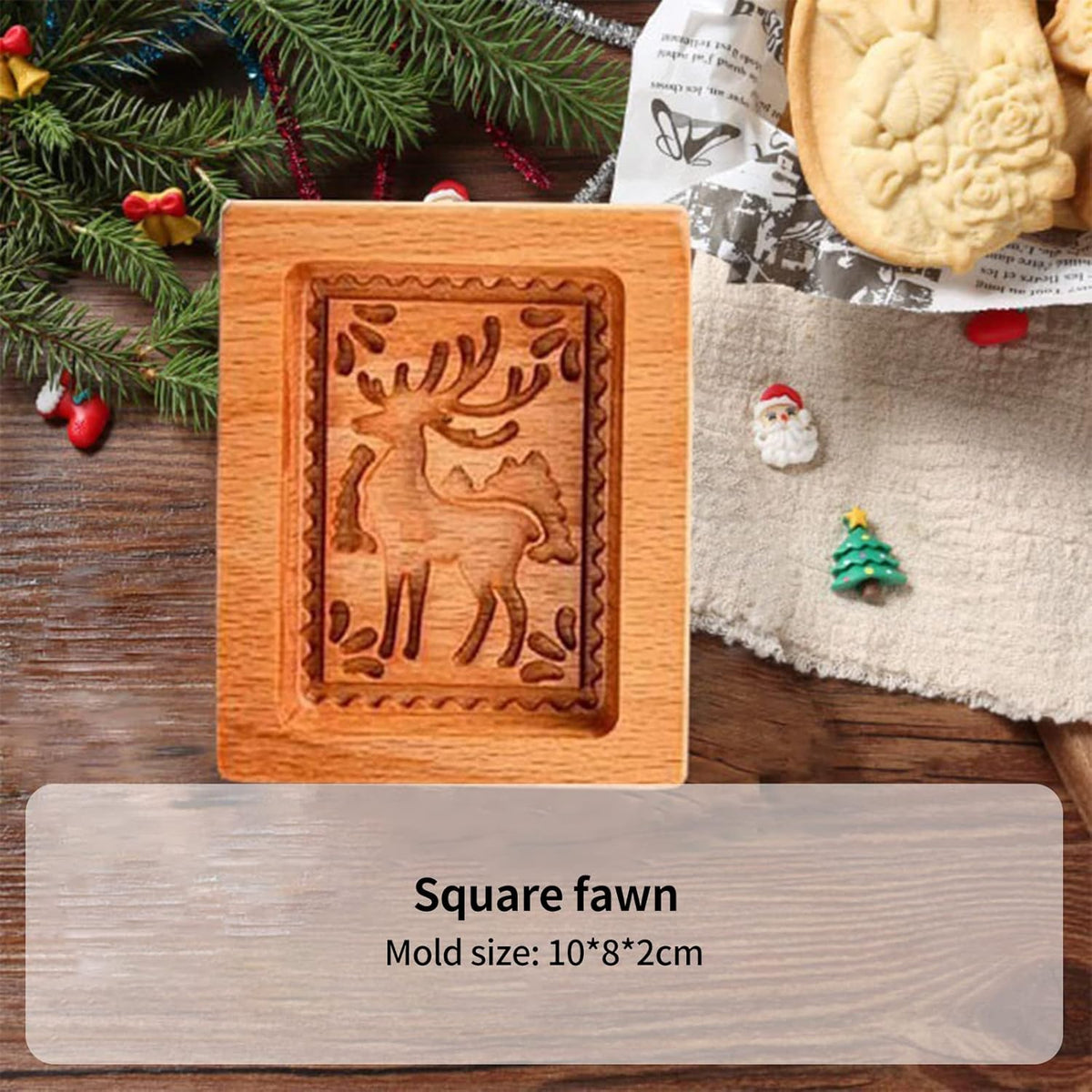 Wooden Cookie Biscuit Mold, 3D Baking Embossing Craft Decorating Tool, Suitable for Halloween Thanksgiving Christmas Kitchen DIY