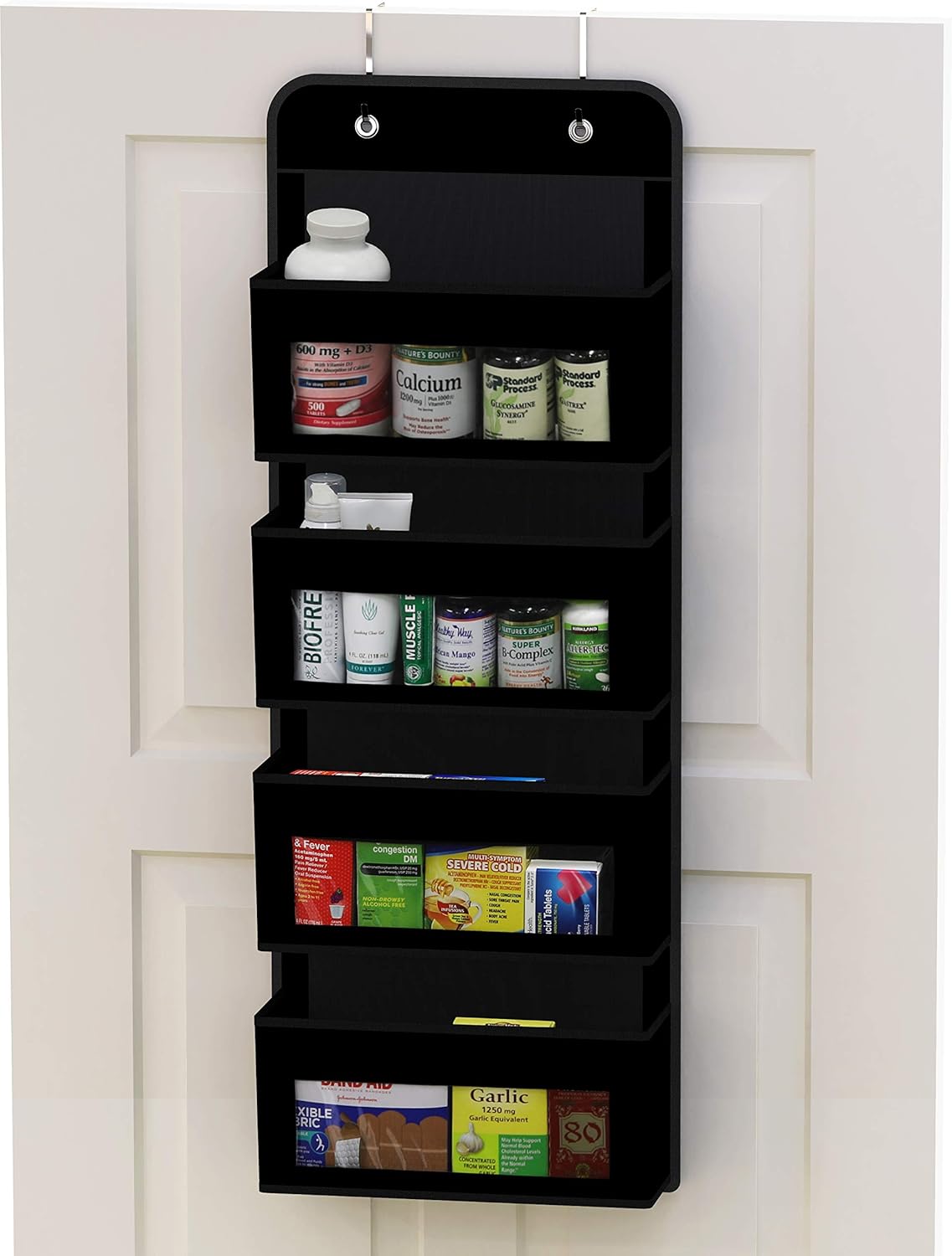 Simple Houseware 4 Clear Window Pocket Over Closet Door Storage Hanging Organizer for Bedroom, Bathroom, Pantry, Black