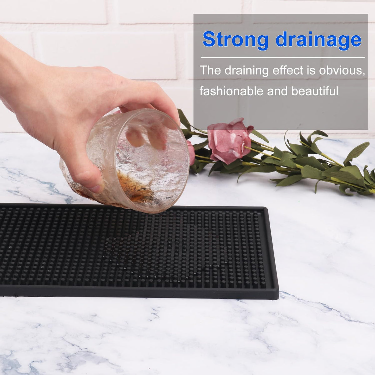 10 Pack 6 x 12 Inch Rubber Bar Mats, 12" x 6" Black Bar Service Mat for Countertop, Bartending, Efficient and Stylish Solution for Every Bartending Need,by KUKLIPJIM
