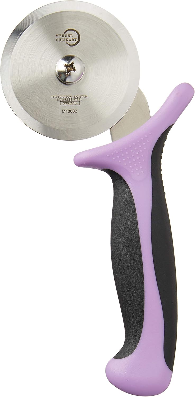 Mercer Culinary Millennia Pizza Cutter with Purple Handle, 2.75 Inch Wheel, Stainless Steel