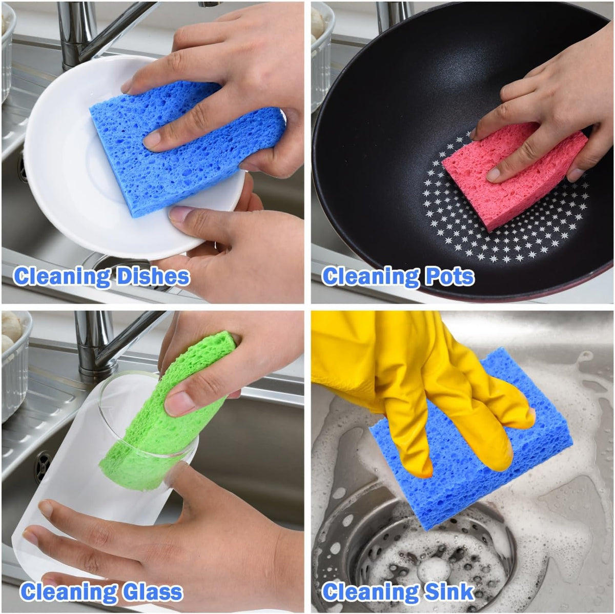 YoleShy 48 Pack Sponges Kitchen Natural Compressed Cellulose Sponges Durable Dish Sponge for Cleaning & DIY for Kids Reusable